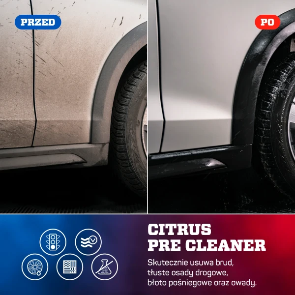 Środek do mycia wstępnego Citrus Pre Cleaner efekty